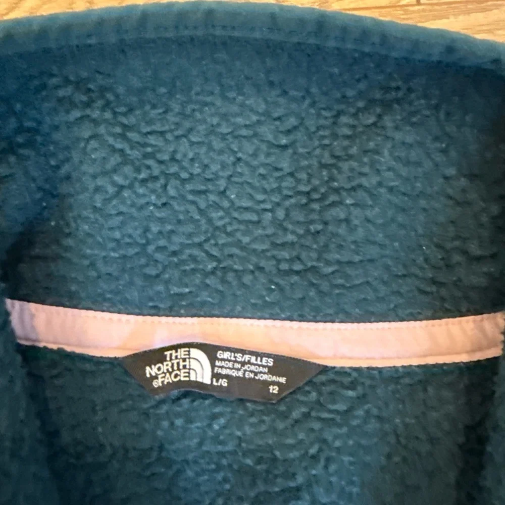 The North Face Girl’s Large 12 Snap Fleece Mashup Jacket Pink/Green/Blue